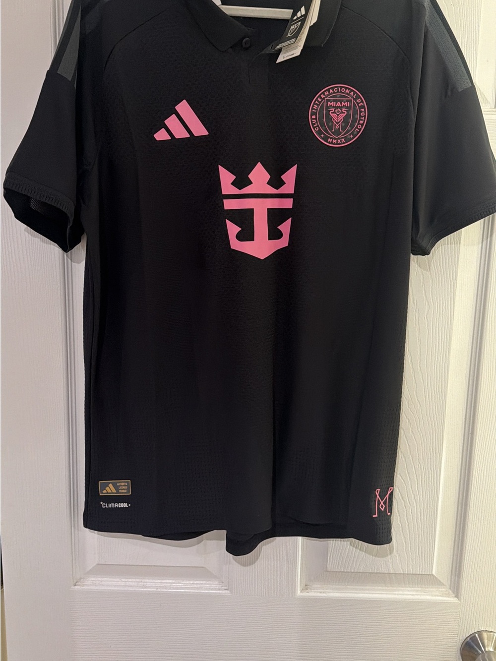 adidas Men Black & Pink Inter Miami Soccer Jersey Messi